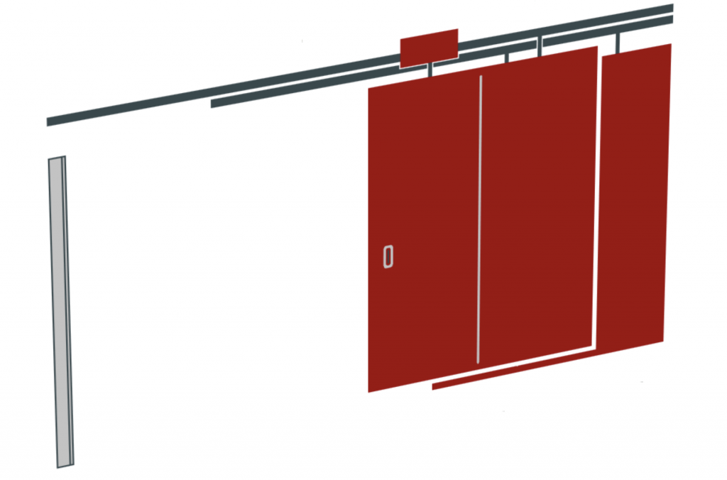 Nombre de portes coulissantes 2 vantaux parallèles (superposés/télescopiques) coupe-feu
